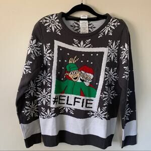 New Forum Novelties Holiday Elf Selfie Knit Sweater Size Large